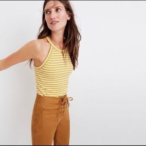 Madewell Yellow Striped Ribbed Tank Top